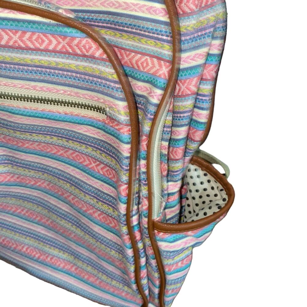 Madden Girl Boho Indie Striped Tribal Print Backpack Pink vegan leather trim - Picture 6 of 9